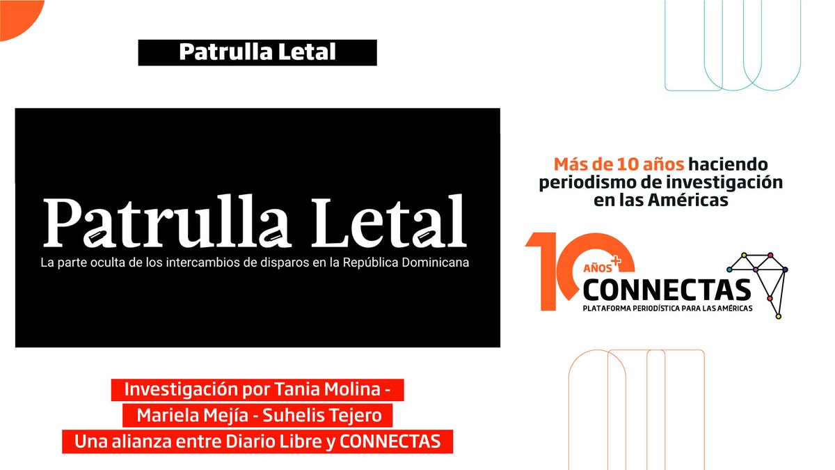 CONNECTAS (@connectasorg) on Twitter photo #CONNECTAS10Años+ 📰
#Recordemos esta investigación sobre lo que hay detrás de las operaciones de policía y fuerzas armadas en #RepúblicaDominicana 🇩🇴.
Léela aquí 👉🏽 connectas.org/especiales/pat…
✍🏽 <a href="/TaniaRMolina/">Tania Molina</a>, <a href="/marielamejiag/">Mariela Mejía</a> y <a href="/Suhelis/">Suhelis Tejero</a>.
Alianza: <a href="/DiarioLibre/">Diario Libre</a> y #CONNECTAS. #CONNECTAS10Años+ 📰
#Recordemos esta investigación sobre lo que hay detrás de las operaciones de policía y fuerzas armadas en #RepúblicaDominicana 🇩🇴.
Léela aquí 👉🏽 connectas.org/especiales/pat…
✍🏽 <a href="/TaniaRMolina/">Tania Molina</a>, <a href="/marielamejiag/">Mariela Mejía</a> y <a href="/Suhelis/">Suhelis Tejero</a>.
Alianza: <a href="/DiarioLibre/">Diario Libre</a> y #CONNECTAS.