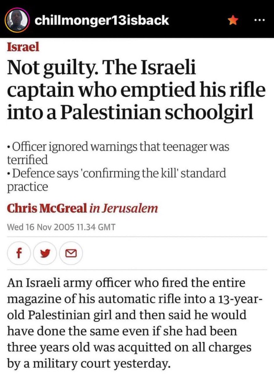 She was 13 years old, on her way to school. He just wanted to kill. After she was hit with the first bullet, he went up to her & kept on shooting her, despite pleas from his fellow soldiers to stop. Not only was he freed, he was also compensated for the time he spent in jail.