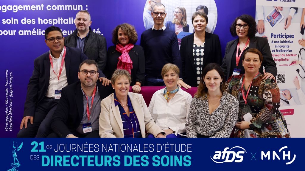 #AFDS2023 | Traditionnel passage des membres du Bureau National de l’@AFDS_Officiel sur le #stand de la @MNHmutuelle à l’occasion des 21es Journées Nationales d’Étude des Directeurs des soins. Rendez-Vous demain pour la remise des Trophées AFDS x MNH Directeurs des soins 🤓