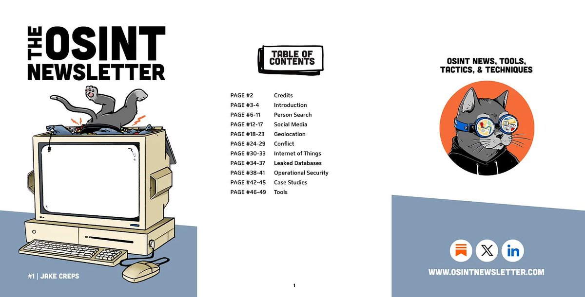 I'm officially done with the first 7 pages of the print issue of The #OSINT Newsletter. Things are coming along well. 

I suspect I'll have the first draft done by the end of the month.

Person search, social media, geolocation, and more.

Pre-order 👇

shop.osintnewsletter.com/b/1