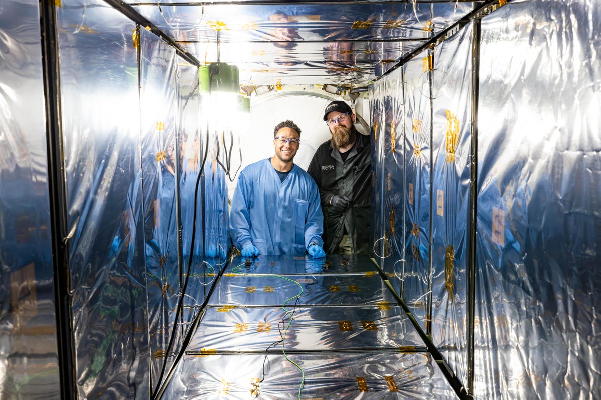 SierraSpaceCo's tweet photo. While working in the Shooting Star cargo module, protection panels are used by team members to help protect the underlying structure. The cargo module will help NASA send critical science, food, and cargo to the International Space Station. https://t.co/WyOHtSWtdX