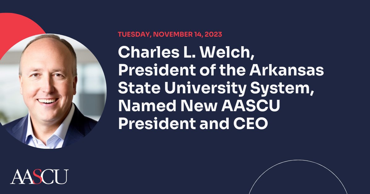 “It’s an honor to join AASCU at a time when regional comprehensive universities are poised to make a critical impact. They serve our country’s fastest-growing demographics &amp; create pathways to social &amp; economic mobility," <a href="/chucklwelch/">Chuck Welch</a>. tinyurl.com/a5fcehu2