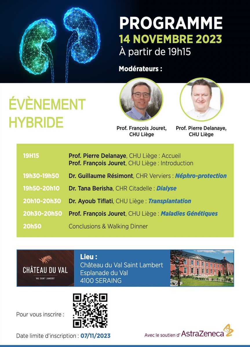 francois_jouret's tweet photo. Première édition du "post SFNDT" @com_SFNDT #nephroprotection #dialyse #transplantation #genetique
Bienvenue à toutes et tous : évènement hybride @ValSaintLambert ou online (QR code 👇) @PStoneOftheYear https://t.co/DfWGmNciWY