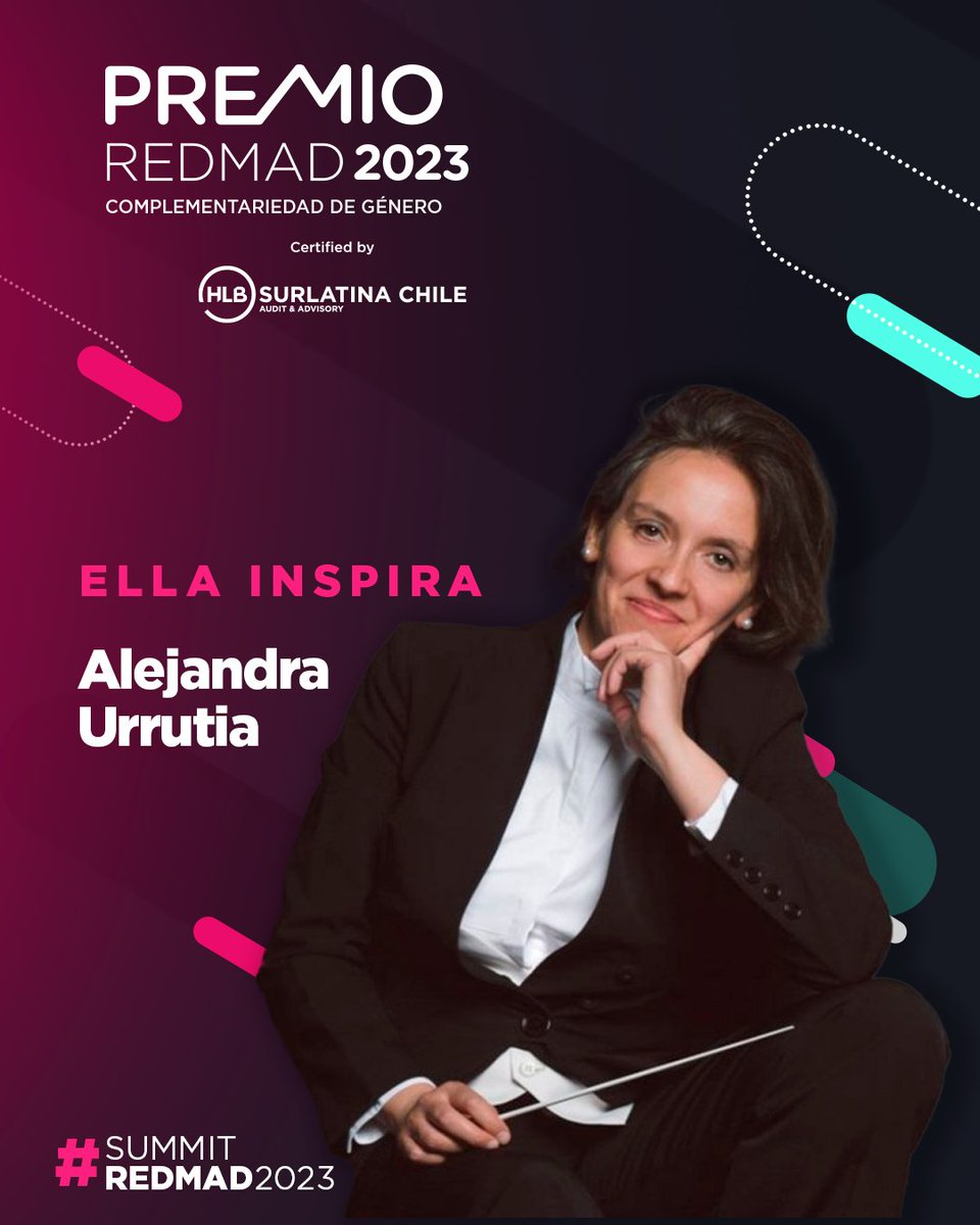 redmad_chile's tweet photo. Alejandra Urrutia, primera mujer en ser nombrada directora titular de la Orquesta de Cámara del @MunicipaldeStgo, también fue distinguida como Ella Inspira por el #PremioREDMAD 2023. ¡Felicidades! https://t.co/0ujOa3maW7