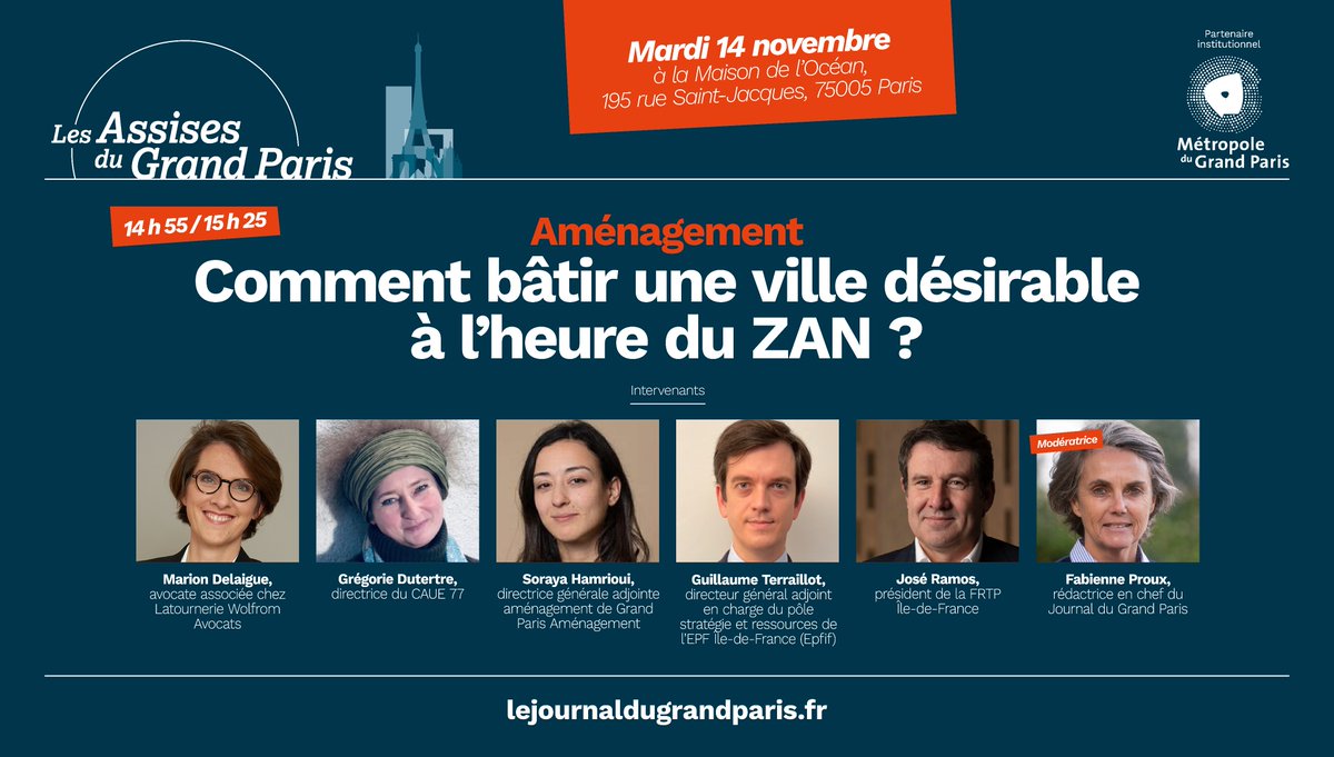 JournalGdParis's tweet image. 🎥 [DIRECT] #AssisesDuGrandParis - Aménagement : comment bâtir une ville désirable à l’heure du #ZAN ? Suivez la table ronde en direct ➡️ cutt.ly/DirectAGP2023
#Amenagement
-
Avec @mariondelaigue #CAUE #CAUE77 @sorayahamrioui1 @EPF_IDF @FRTPIDF @FNTP_info @lwa_avocats