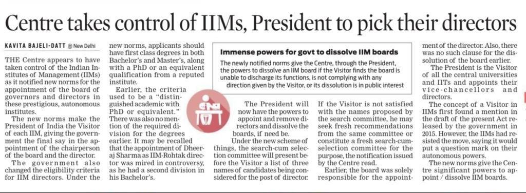 In short, some RSS supporters, who believe Pushpak Vimana was the first aircraft, and Brahmastra, described in the mythological texts as the base of nuclear weapons, will take over the IITs.

Good going!
