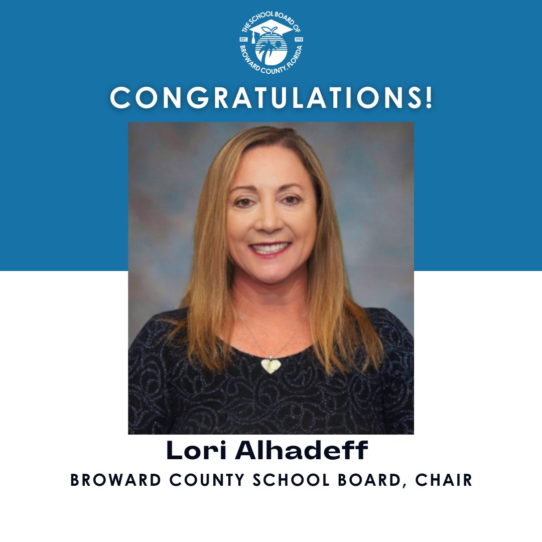 Broward Schools (@browardschools) on Twitter photo Congratulations to <a href="/lorialhadeff/">Lori Alhadeff</a> re-elected as the Chair of the School Board of Broward County. Congratulations to <a href="/lorialhadeff/">Lori Alhadeff</a> re-elected as the Chair of the School Board of Broward County.