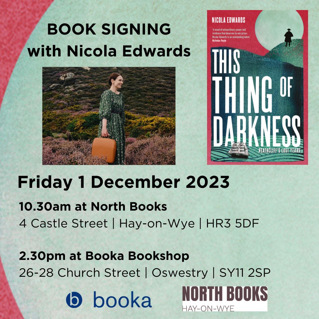 'Utterly compelling. Edwards has the tone just right. Emily Bronte would be delighted!' - @irishexaminer Meet author @nicanned of #ThisThingofDarkness on her book signing tour on Saturday 1 December: 💫 10.30am @JulesNorthBooks Hay-on-Wye 💫 2.30pm @BookaBookshop Oswestry