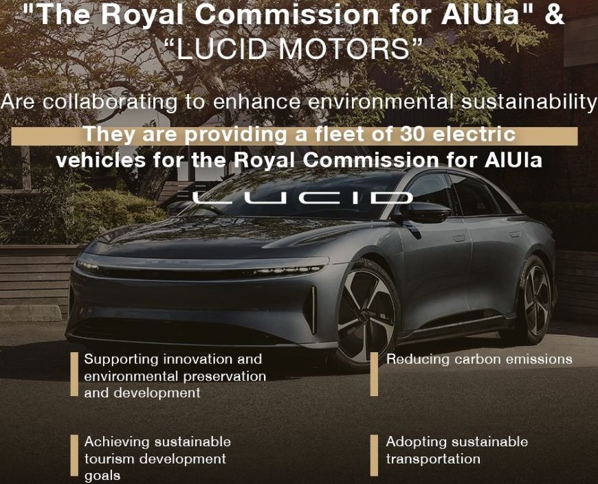 -<a href="/RCU_SA/">الهيئة الملكية لمحافظة العلا</a> (Royal Commission For AlUla - RCU) has received its first delivery of 30 electric cars from <a href="/LucidMotors/">Lucid Motors</a> arab.news/mykxb