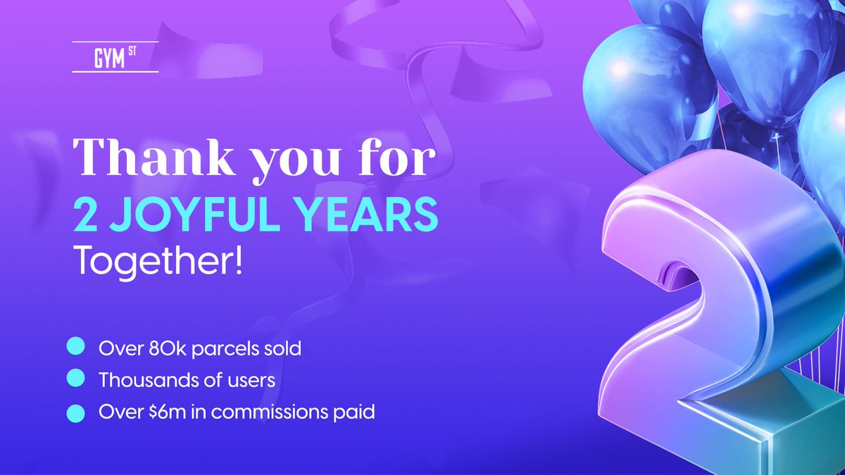 Affility_Hub's tweet image. 🎉✨ Thank you for sharing the 2-year GYMSTREET journey of innovation and wealth with us 🚀🌐 
2 years of incredible moments, shared victories and amazing growth together! 
🎈 Let's make more memories together! 🙌