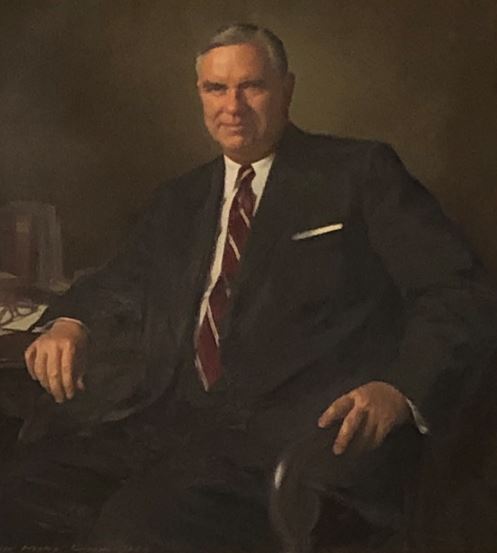 Erwin Nathaniel Griswold (1904-1994) was named Dean on July 1, 1946, when HLS was comprised of more than 1,900 students, 93% of whom were returning World War II veterans. Oil on canvas by Elmer Wesley Greene (1907-1964) in the Reading Room