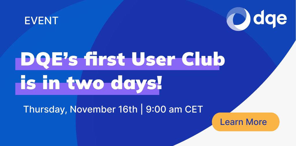[Event] 🗓 DQE's first User Club is in 2 days! We are very happy to announce the launch of our 1st #UserClub on 11/16 🎊
On the program:
🔹DQE's strategy
🔹Partner's word
🔹Customer testimonial
🔹3 thematic &amp; collaborative workshops
#DQE #dataquality #DQM #CRM #customerdata