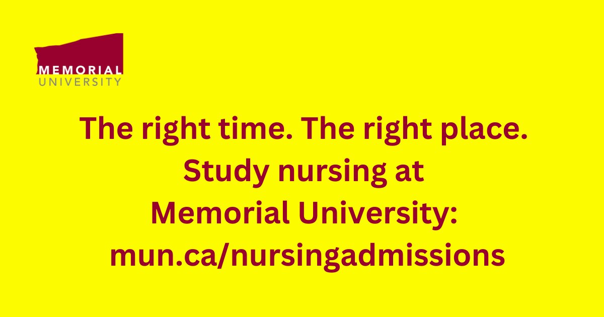MUN_Nursing's tweet image. Now's your time! Applications for @MemorialU's Bachelor of Science in Nursing (Collaborative) program for 2024 are open! We now have six locations across NL where you can earn the same respected degree. Applications close Jan 20, 2024. Check out mun.ca/nursingadmissi…! 🩺❤️