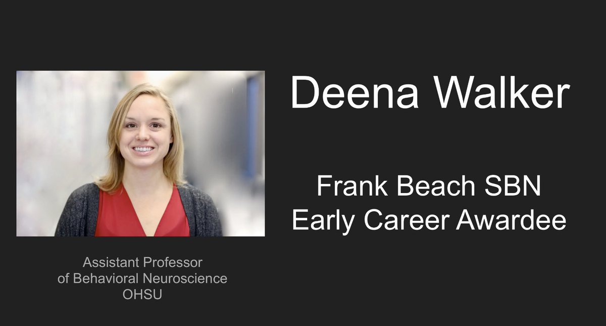 HUGE CONGRATULATIONS to @walkerdm79 for winning this year’s @SBNTweets Frank Beach Early Career Award!! #SfN23