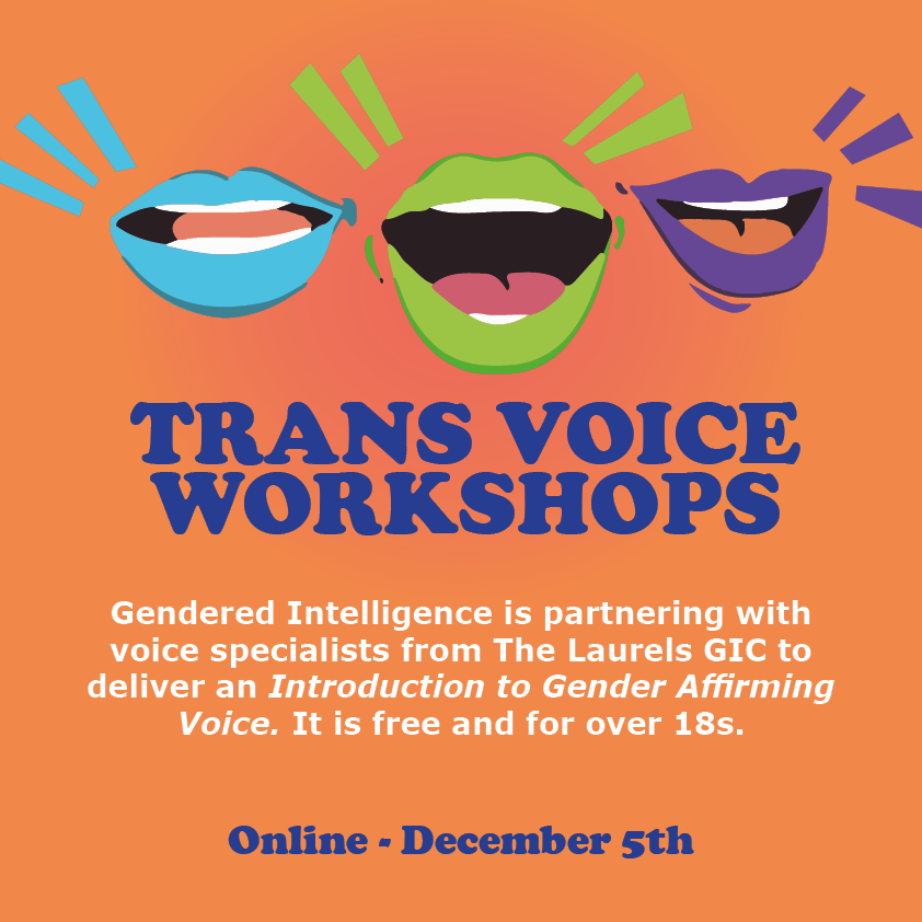 We're collaborating with The Laurels tio offer a session of gender affirming voice/vocal therapy.

This is an opportunity to explore your voice in a safe environment and to talk with people with lived experience.

Info and how to sign up: genderedintelligence.co.uk/projects/voice