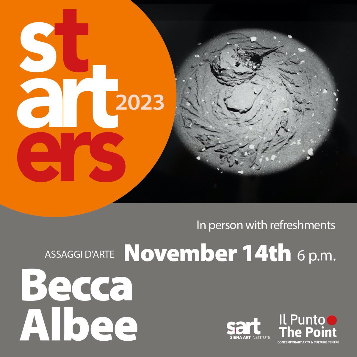 Ci vediamo stasera! See you tonight in person at 6pm at the Siena Art Institute, for an artist’s talk with our current resident, American artist Becca Albee! Free and open to the public
