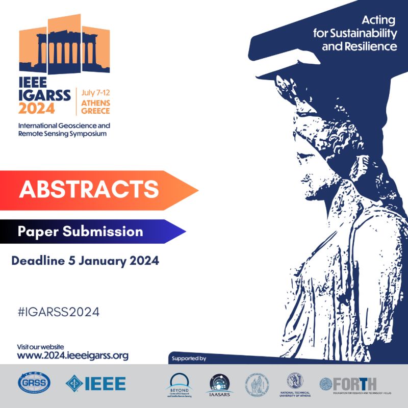 📣 Calling all scientists and researchers! Join us at IGARSS 2024 🌐 📢 Call for abstracts is open! Share your cutting-edge research on Geoscience & Remote Sensing with a global audience. 🔗 2024.ieeeigarss.org/papers.php 📝 Deadline: 5 Jan 2024 Let's make #IGARSS2024 unforgettable!