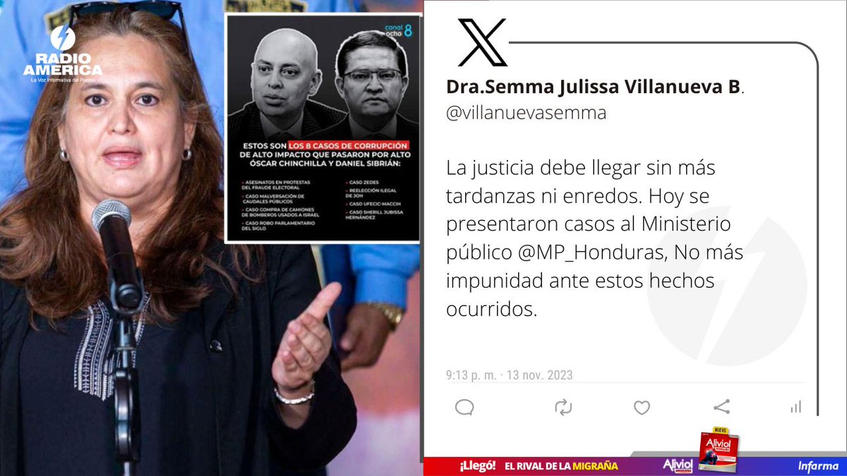 radioamericahn's tweet image. #AméricaNoticias  #Honduras

La viceministra de Seguridad, Julissa Villanueva, manifestó en las últimas horas tras la entrega de documentación de la Comisión Investigadora del Congreso Nacional al fiscal interino sobre casos de alto impacto, que la justicia debe llegar sin más