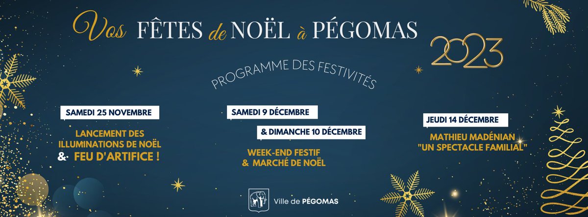 🎄🎅La magie de #Noël s'empare de #Pégomas !
Découvrez le Programme de Noël 2023👉 bit.ly/3QX4Ui1