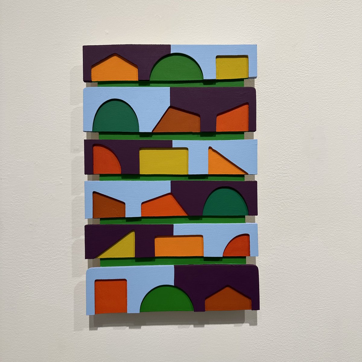 ChrisNauArtist's tweet photo. Gorgeous show by Martha Clippinger at Elizabeth Harris Gallery in Chelsea area of Manhattan.  Hand-woven wool tapestries and quirky, bright, painted wood constructions https://t.co/UpdISh3JFv