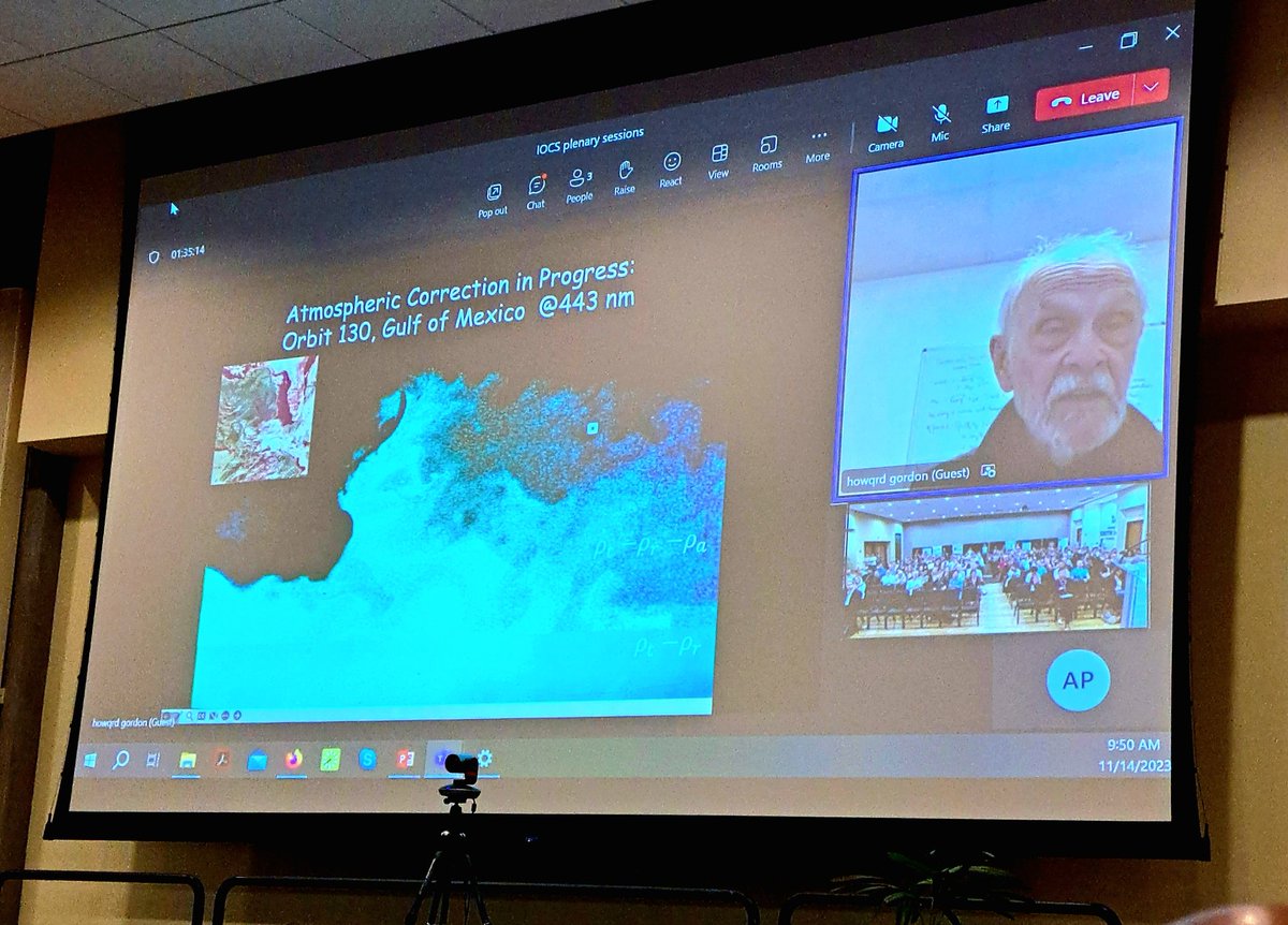 oceanchiq's tweet photo. #iocs2023 Keynote speaker Howard Gordon reminds us just how far the #oceancolour community have come since the 1st image from #CZCS over the Gulf of Mexico was processed https://t.co/TpUeXANzqC
