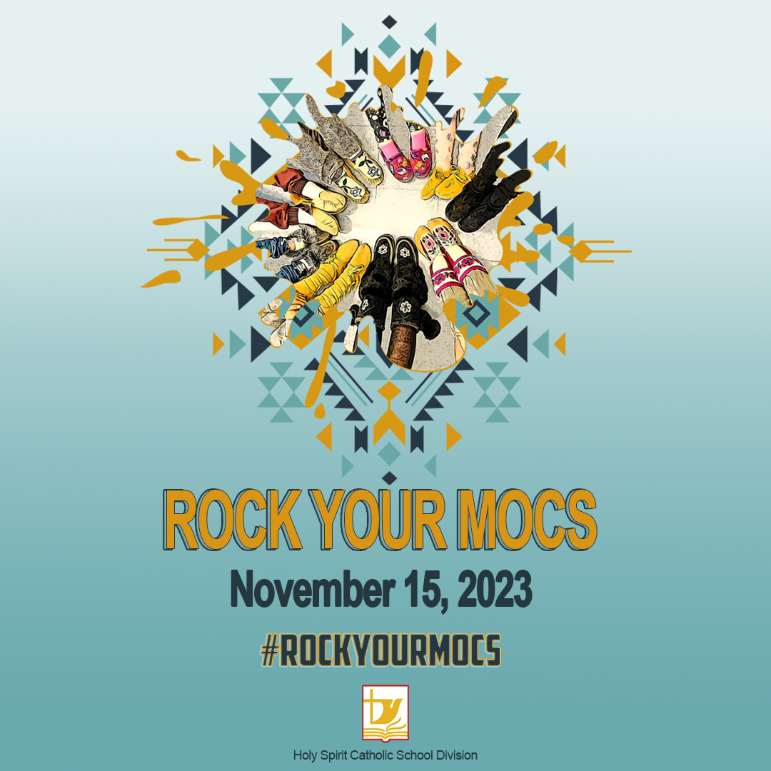 Métis Week is here and, as part of the week, the Holy Spirit Catholic School Division schools are hosting "Rock Your Mocs" at all schools tomorrow. Remember to get your best moccasins or slippers ready, or sport a turquoise ribbon, on Nov. 15, 2023.
#RockYourMocs #MétisWeek #hs4