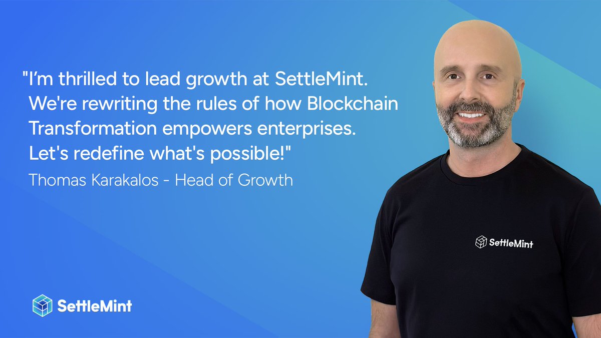 SettleMintCom's tweet image. We are extremely excited to announce the appointment of our new Head of Growth, Thomas Karakalos, who will be spreading the message of #Blockchain Transformation to enterprises around the world.
Book a call with Thomas to talk #BlockchainTransformation
hubs.li/Q028QCTX0