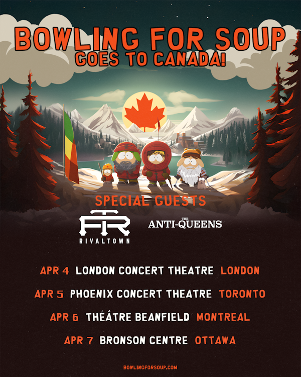 Bowling For Soup (@bfsrocks) on Twitter photo Guess who’s going to 🇨🇦 in 2024?!?!?
<a href="/rivaltown/">Rival Town</a> <a href="/AntiQueens/">THE ANTI-QUEENS</a>
🎟️ On Sale Friday 11/17 Guess who’s going to 🇨🇦 in 2024?!?!?
<a href="/rivaltown/">Rival Town</a> <a href="/AntiQueens/">THE ANTI-QUEENS</a>
🎟️ On Sale Friday 11/17