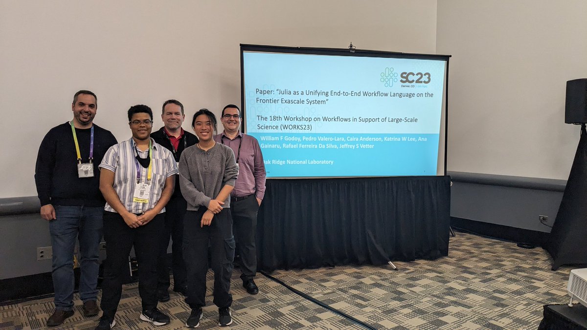 William F Godoy (@williamfgodoy1) on Twitter photo We are honored to receive the best paper award at the <a href="/Supercomputing/">SC25</a> WORKS workshop showing <a href="/JuliaLanguage/">The Julia Language</a> unifying capabilities on #1 Frontier #hpc. Proud of our <a href="/ORNLComputing/">ORNL Computing & Computational Sciences</a> authors. Check out our poster, BoF at #SC23 #iamhpc and our <a href="/ORNL/">Oak Ridge Lab</a> internships. <a href="/exascaleproject/">Exascale Computing Project</a> We are honored to receive the best paper award at the <a href="/Supercomputing/">SC25</a> WORKS workshop showing <a href="/JuliaLanguage/">The Julia Language</a> unifying capabilities on #1 Frontier #hpc. Proud of our <a href="/ORNLComputing/">ORNL Computing & Computational Sciences</a> authors. Check out our poster, BoF at #SC23 #iamhpc and our <a href="/ORNL/">Oak Ridge Lab</a> internships. <a href="/exascaleproject/">Exascale Computing Project</a>