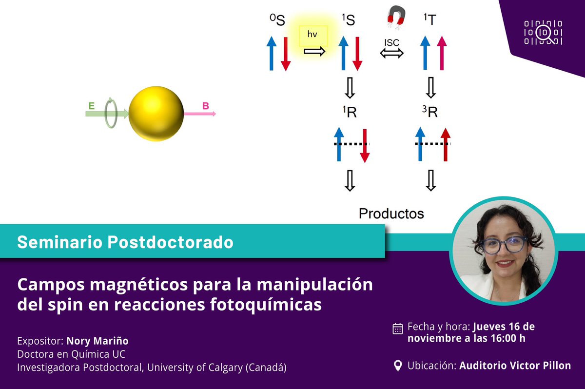 🧪👩‍🔬Invitamos a todas y todos a participar de este seminario que dictará la Dra. <a href="/MarinoNory/">Nory Mariño-Ocampo (She/Her)</a>, graduada de nuestro Doctorado en Química y actual investigadora postdoctoral de <a href="/UCalgary/">U Calgary</a>, Canadá.

🗓Jueves 16 de noviembre.
⏰16:00 hrs.
📍Auditorio Victor Pillon.

¡Les esperamos!😉