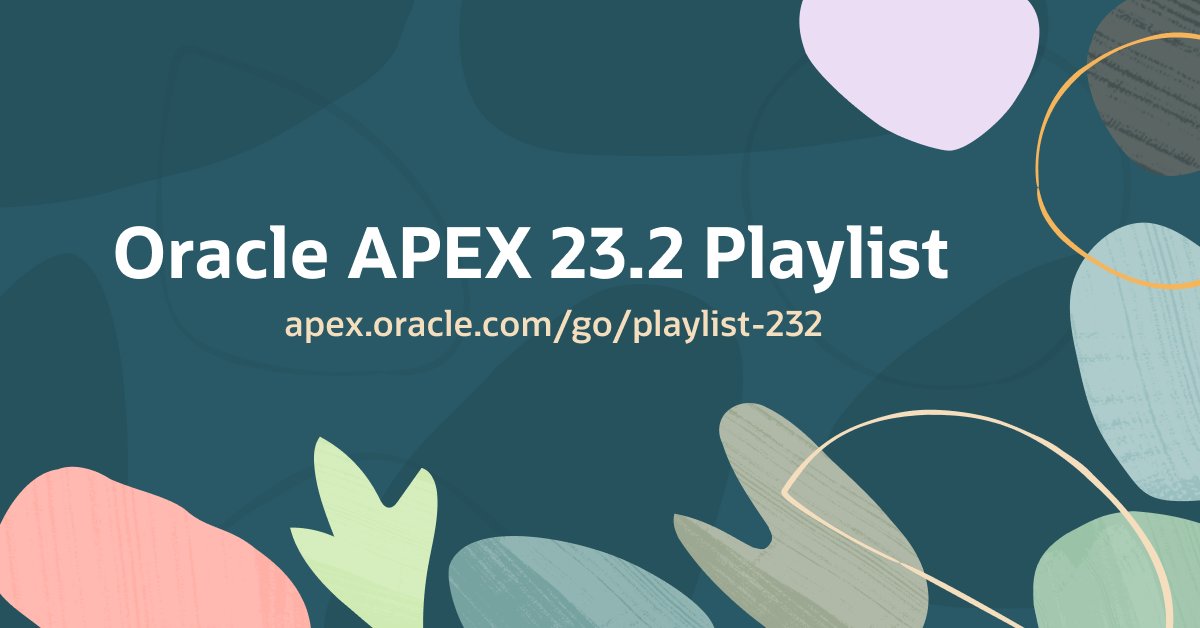 🍿Watch the APEX 23.2 features playlist and try these features out on your own APEX workspace!

apex.oracle.com/go/playlist-232

#orclAPEX #LowCode #Oracle #OCI #apex232