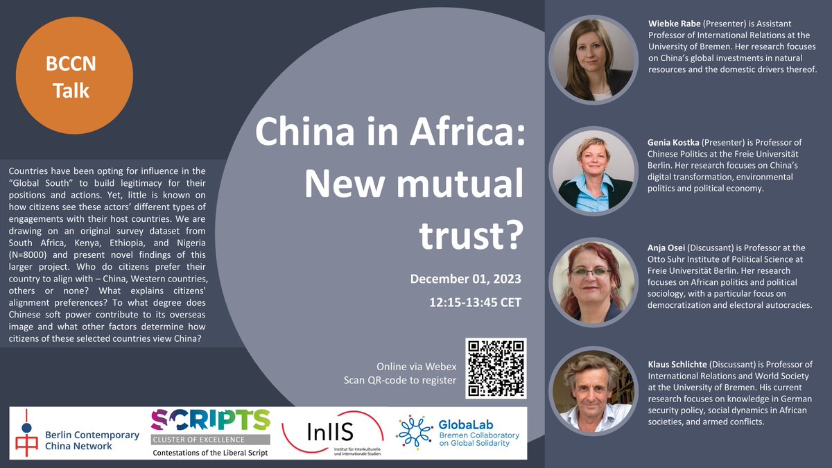 Genia Kostka (@genia_kostka) on Twitter photo Join us online on Dec 1st for our <a href="/BerlinBCCN/">Berlin Contemporary China Network (BCCN)</a> talk on citizens' attitudes towards China in South Africa, Kenya, Ethiopia & Nigeria. #China <a href="/scriptsberlin/">Contestations of the Liberal Script (SCRIPTS)</a> @InIIS_Bremen Join us online on Dec 1st for our <a href="/BerlinBCCN/">Berlin Contemporary China Network (BCCN)</a> talk on citizens' attitudes towards China in South Africa, Kenya, Ethiopia & Nigeria. #China <a href="/scriptsberlin/">Contestations of the Liberal Script (SCRIPTS)</a> @InIIS_Bremen