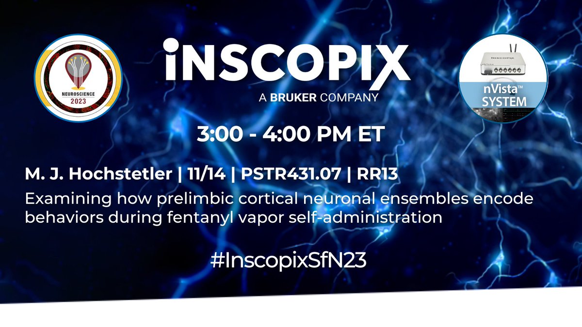 Inscopix's tweet photo. 📣 #SfN23 Explore opioid-related behaviors with @MasonH277's poster from @craigtwerner Lab at @Okstate! Their outstanding research offers valuable insights into the preclinical neurobiology of Opioid Use Disorder.👏 Go check it out! ⬇️ https://t.co/oUPBBI7wog
#InscopixSfN23 https://t.co/jfsvHihkfL