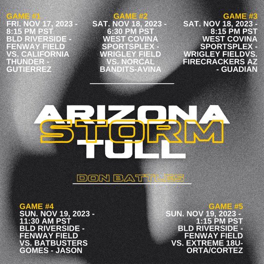 Schedule for this weekends Don Battles Showcase. Come out and watch these talented athletes compete!