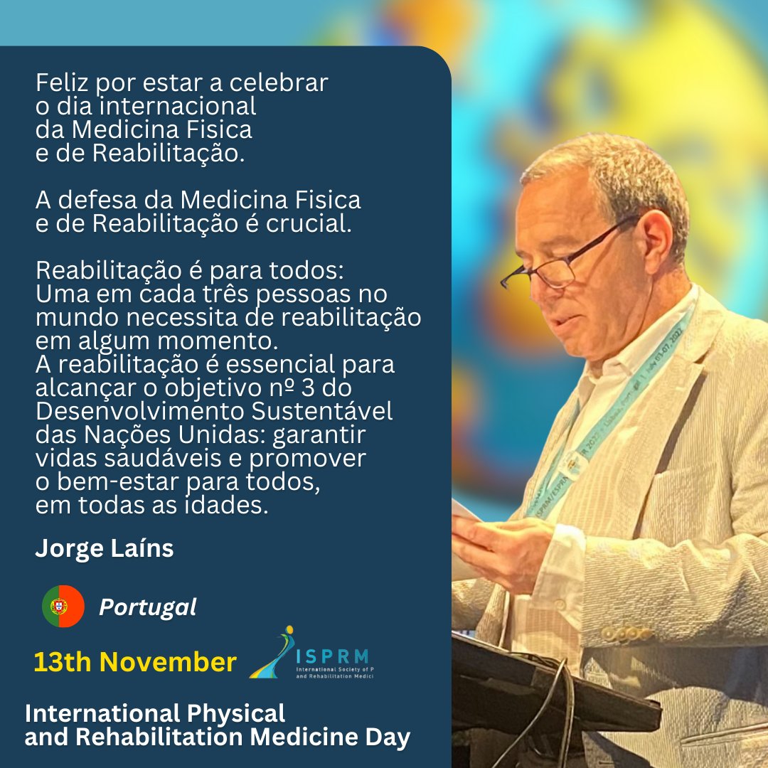 🙏 Rehabilitation is for everyone: One in three people in the world needs rehabilitation at some point. Rehabilitation is essential to achieving United Nations Sustainable Development Goal #3: ensuring healthy lives and promoting well-being for all, at all ages.
- Jorge Laíns
