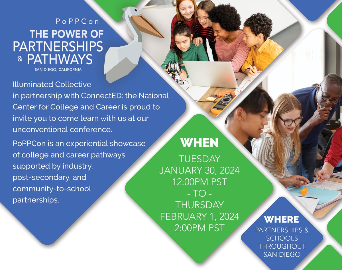 The Power of Partnerships &amp; Pathways (#PoPPCon) has returned this year, with deep dives and learning experiences designed to immerse teachers and leaders in the college and career pathways approach in high schools. Learn more and register here: connectednational.org/return-of-popp…