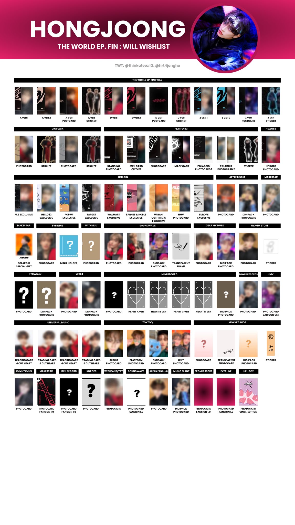 ATEEZ WILL HMV コンプ ATEEZ WILL HMV コンプ ATEEZ EP.FIN : WILL HMV トレカ 8種 コンプ
