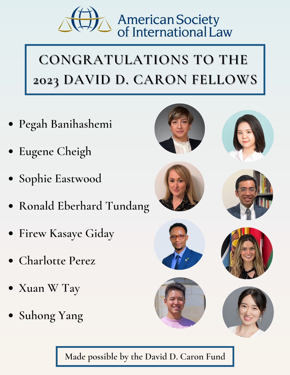 asilorg's tweet image. Congratulations to our 2023 David D. Caron Fellows! We were delighted to have this group of scholars contributing to the conversations, research, and collaboration of the #ASILMYM