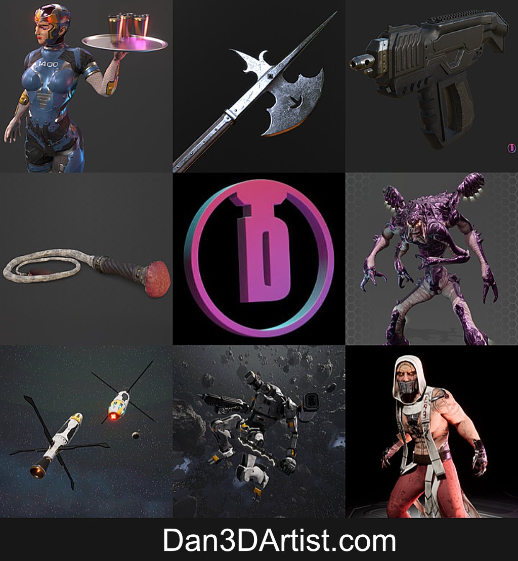 Freelance 3D Artist with expertise in modeling characters, props, creatures, and various other assets. Dan3DArtist.com #freelance #freelanceartist #3dartist #3dgraphics #digitaljobs #gamedevjobs #3d #3dmodeling #3dart #cgi #3dgraphics #gameart #art