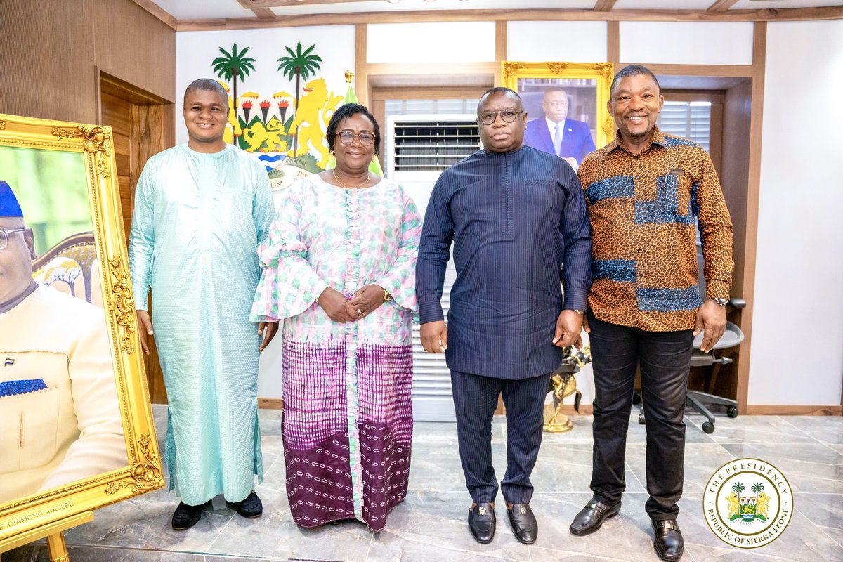 Presidency_SL's tweet photo. Today, Tuesday, November 14 2023, His Excellency President Julius Maada Bio received some Members of the Parliament of #SierraLeone elected to represent Sierra Leone at the @ECOWASParliamnt. 

The 5-member representatives to the ECOWAS Parliament include Honourable Sidie Mohamed Tunis, the Speaker of the ECOWAS Parliament, Honourable Veronica Sesay, the leader of the delegation of Sierra Leone to the ECOWAS Parliament, Honourable Shiaka Sama, Honourable Emmerson Lamina and Honourable Mohamed Bangura.

Three of the five elected Parliamentarians, Honourable Emmerson Lamina, Honourable Veronica Sesay, and Honourable Shiaka Sama paid a courtesy visit to @PresidentBio at State House in Freetown to share their strategies for advancing Sierra Leone's national interest at the ECOWAS Parliament.

Established under Articles 6 and 13 of the ECOWAS Revised Treaty of 1993, the ECOWAS Parliament was instituted as a mechanism to forge greater ties with the citizens of the West African Community. 

The Parliamentarians will lend their voices to advancing Sierra Leone’s leadership at the regional level, while also promoting His Excellency’s commitment to deepening democracy, promoting peace and security, and accountability across the sub-region.

@parl_sl

#PresidencySL🇸🇱