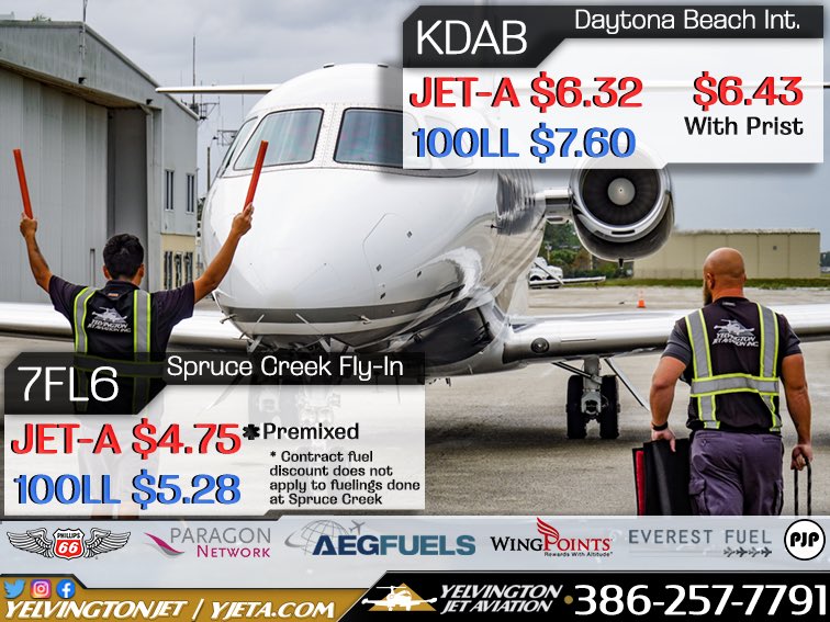 Keep up to date with our latest fuel price. Call us with any questions about fuel contracts and discounts. 386-257-7791 •YJETA.COM #yelvingtonjetaviation #jetfuel #avgas #7f6 #fuelprice #fuelprices #CustomerService #Aviation #kdab #FBO #techstop