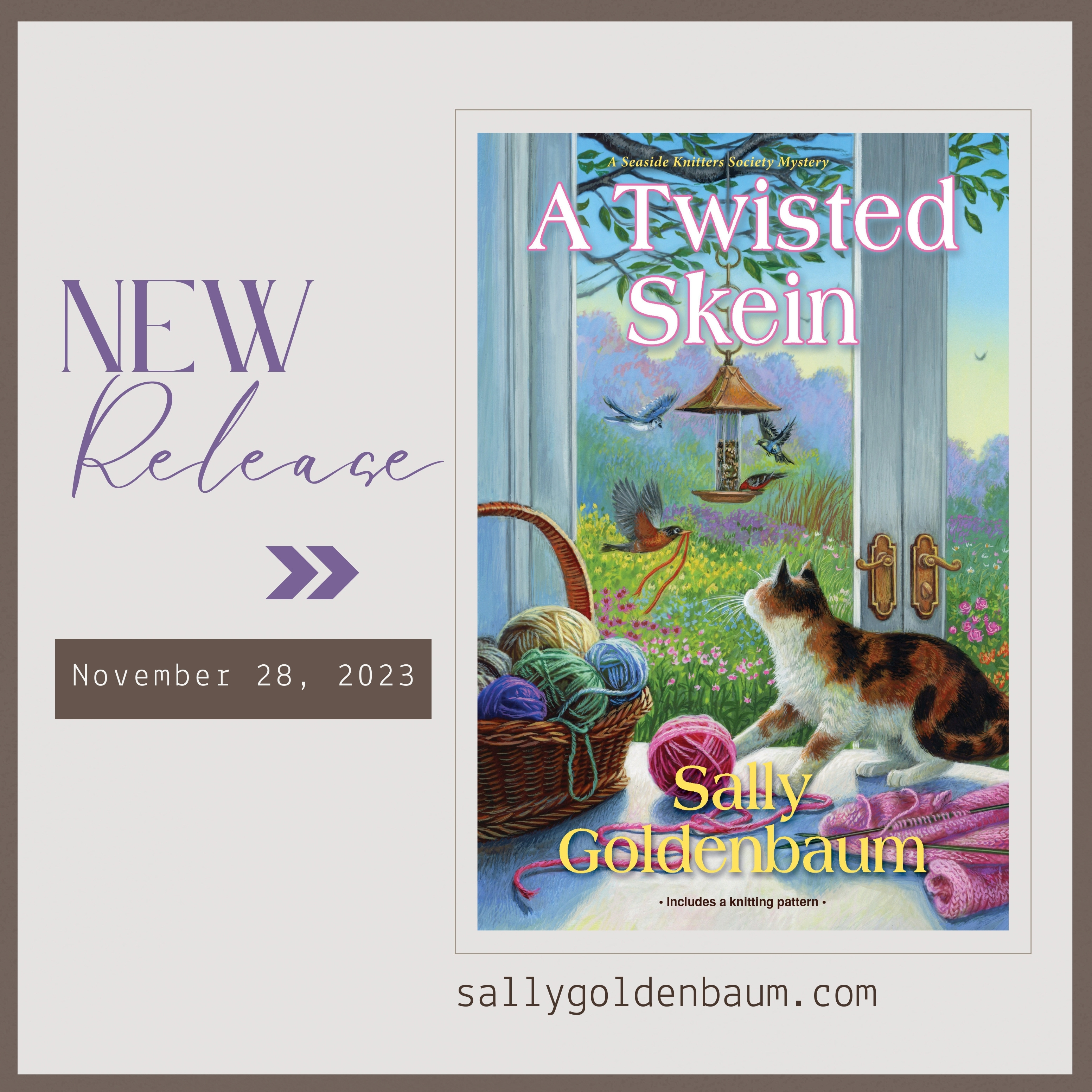 Sally Goldenbaum on X: JUST TWO WEEKS AWAY FROM THE NEW Seaside Knitters  Society book, A Twisted Skein, coming out on November 28, 2023! This book  will keep you engaged as the