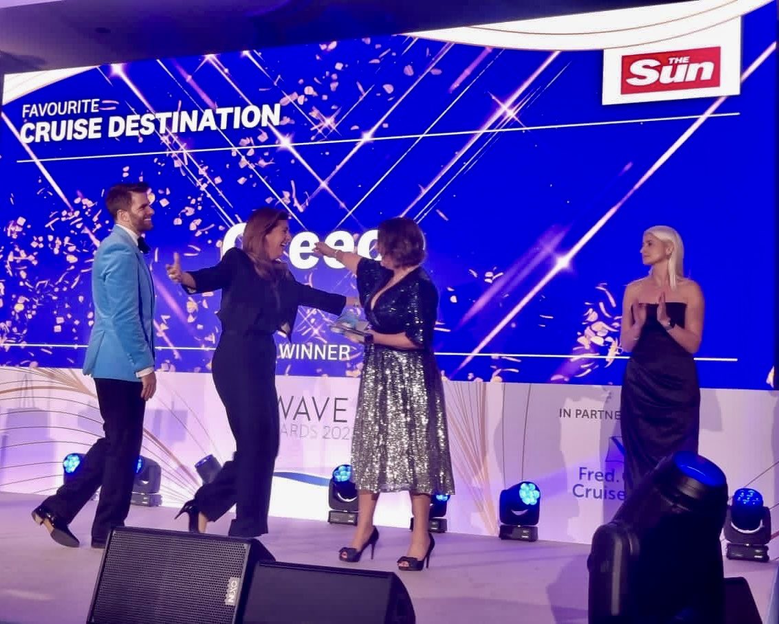 Just a little bit of happiness - it was a total privilege to be on stage @thewaveawards celebrating the best in our incredible #cruise industry - Greece winning Best Cruise Destination was well deserved!