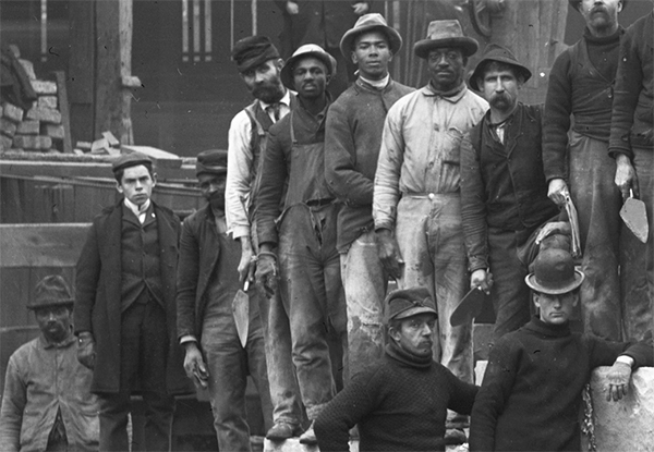 kenfinkel's tweet photo. Unlike the famous Parkway in Philadelphia, this one actually had a tunnel. It came into being thanks to a robust team of contractors, politicians, stone masons and laborers, tools in hand. Everyone posed for the City photographer on December 17, 1898.  https://t.co/uqtKuaGYc7 https://t.co/6HzB6ZCvIz