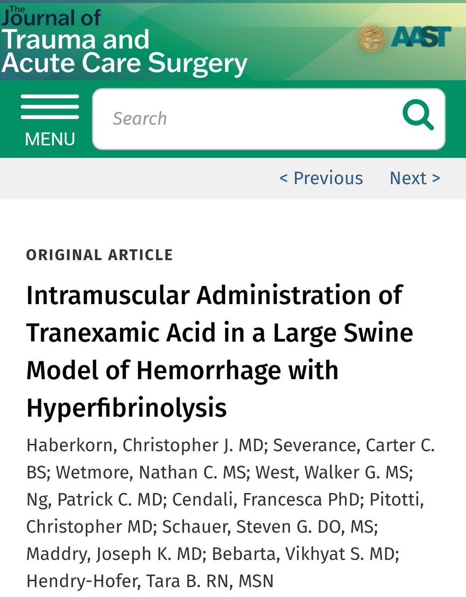 IM TXA... does it work?

In our large animal 🐖 model, we hemorrhaged 30% blood volume, then administered IV or IM TXA 1000mg.  30 minutes post-TXA they were administered TPA to introduce fibrinolysis.

Take-home points
-IM and IV TXA had similar levels at 20 minutes 👌
-Similar