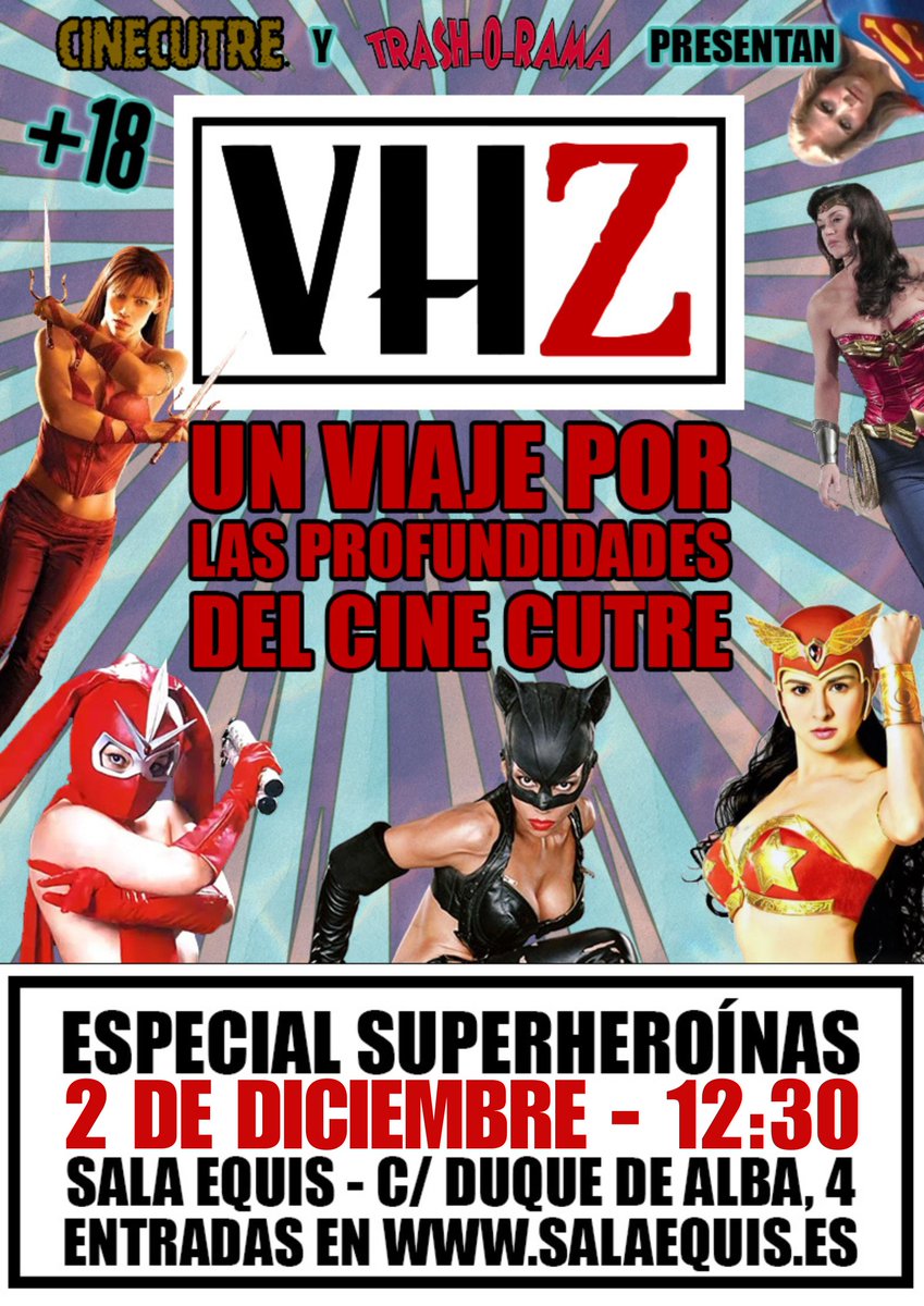 cinecutre's tweet photo. ¡Vuelve nuestro show de humor #VHZ a Salaequis Madrid!
2 de diciembre a las 12:30h del mediodía.
Un espectáculo con sketches, tráilers y extractos de películas, en un hilarante viaje de 90 minutos a las profundidades abisales del "cine cutre".
Entradas https://t.co/OhZ3HLHNZm https://t.co/5fDrRkMG7g