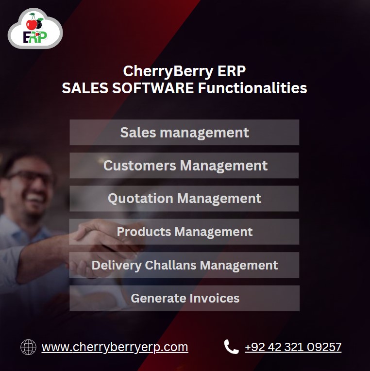 Revolutionize your sales strategy with CherryBerry ERP's advanced ERP Sales Software. Streamline processes, enhance customer engagement, and drive business growth. Transform your sales management today! 📈💼
#CherryBerryERP #salessoftware #hrsoftware #erpsystem #erpsolutions