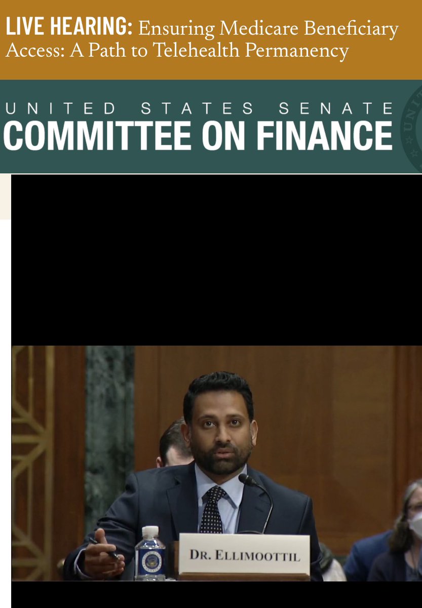 Watch @chadellimoottil testify before the @SenateFinance Healthcare hearing on #telehealth or read his testimony: finance.senate.gov/hearings/ensur…