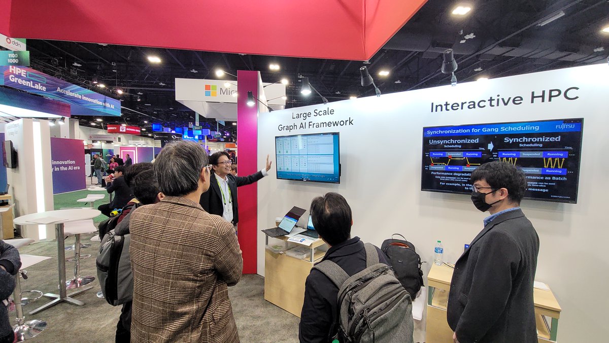 fujitsulabs's tweet photo. We are proud to announce the supercomputer #Fugaku has maintained its position as the #top-performing system worldwide for eight consecutive terms in multiple renowned high-performance computer rankings, including #HPCG and #Graph500 BFS.
Developed jointly by RIKEN @riken_en and Fujitsu, Fugaku has also achieved fourth place in the TOP500 ranking and third place in the HPL-MxP ranking. The results of these rankings were recently unveiled at the #SC23, the esteemed International Conference for High Performance Computing, Networking, Storage, and Analysis, taking place this week in Denver, Colorado, US.
Some notable achievements of #Fugaku include:
💡 Graph500 Triumph: Fugaku, in collaboration with RIKEN, Kyushu University, Fixstars, NTT, and Fujitsu, has established a new record with an impressive 138,867 gigaTEPS.
💡 Performance Metrics: Fugaku exhibits remarkable performance in HPCG, achieving 16.00 petaflops, and ranks at 442.01 petaflops in the TOP500 (LINPACK) ranking, as well as 2.004 exaflops in the HPL-MxP ranking.
Fugaku continues to make a tangible impact in various fields, such as life sciences, disaster prevention, energy, manufacturing, basic science, and socioeconomic applications, since its initial trial use in April 2020.
Furthermore, Fujitsu's cloud-based HPC solution, Fujitsu Computing as a Service (#CaaS), was launched in Japan in October 2022, democratizing access to advanced computing resources based on Fugaku, the quantum-inspired Digital Annealer, and AI.
Looking ahead, Fujitsu is committed to collaborative initiatives, utilizing #CaaS to address key societal challenges. Don't miss the opportunity to meet Fujitsu's supercomputer expert at #SC23 and gain further insights into Fugaku!
For more information, please visit https://t.co/jKFL0lwIvn
#SuperComputer #HPC