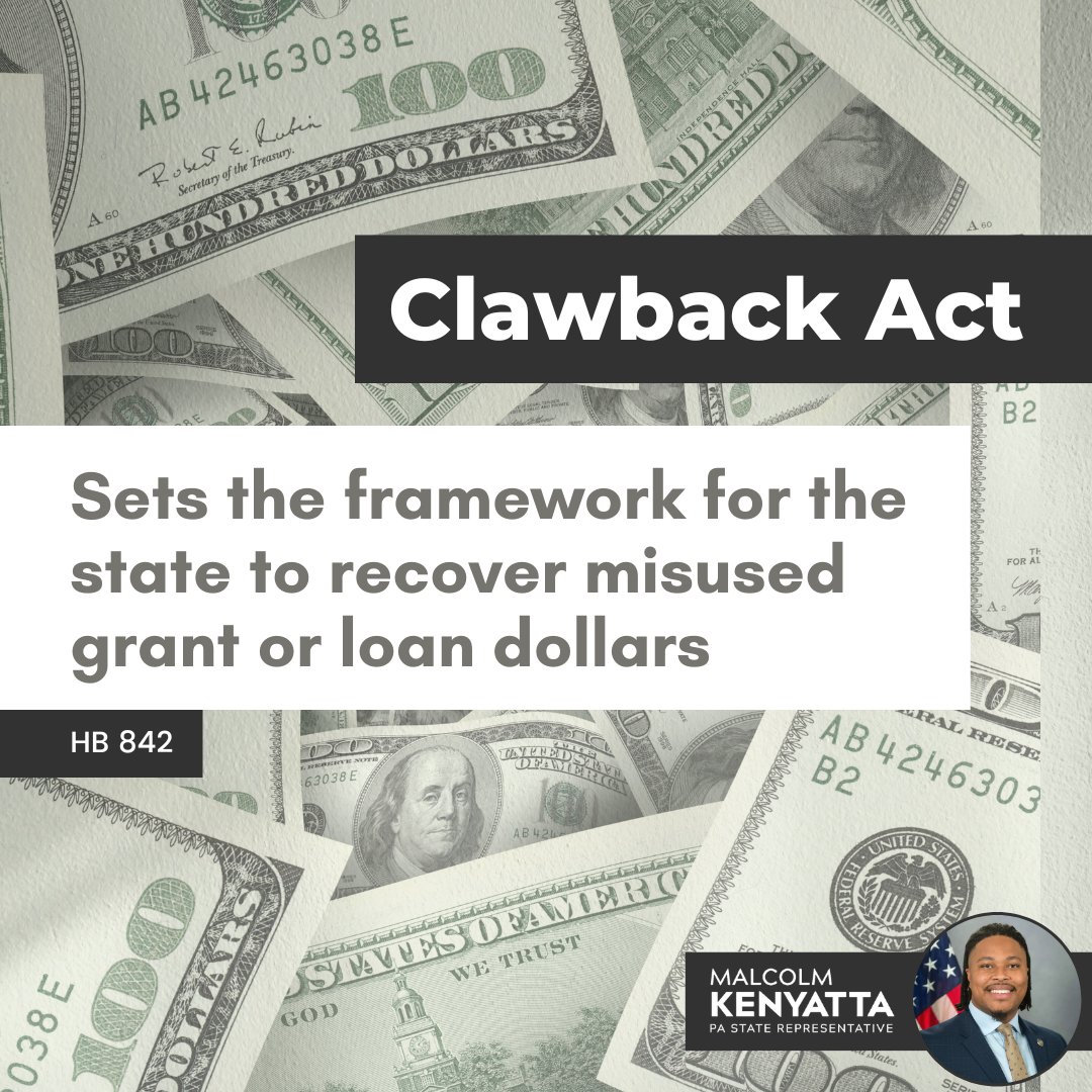 Great news! The state House passed my legislation that would help the commonwealth recover misused grant or loan dollars. Special thank you to all my colleagues who helped get this bill across the finish line! pahouse.com/Kenyatta/InThe…